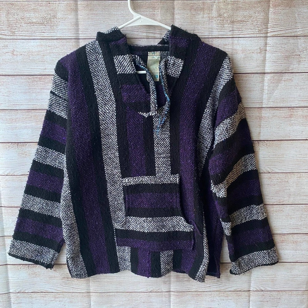 Vintage Mexican Baja Rug sz Medium purple and black